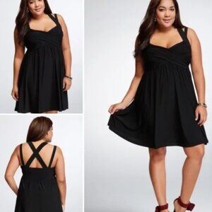 EUC Torrid Slinky Black Strappy Babydoll Dress